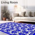 Chinoiserie Blue Floral Repeating Pattern Rug