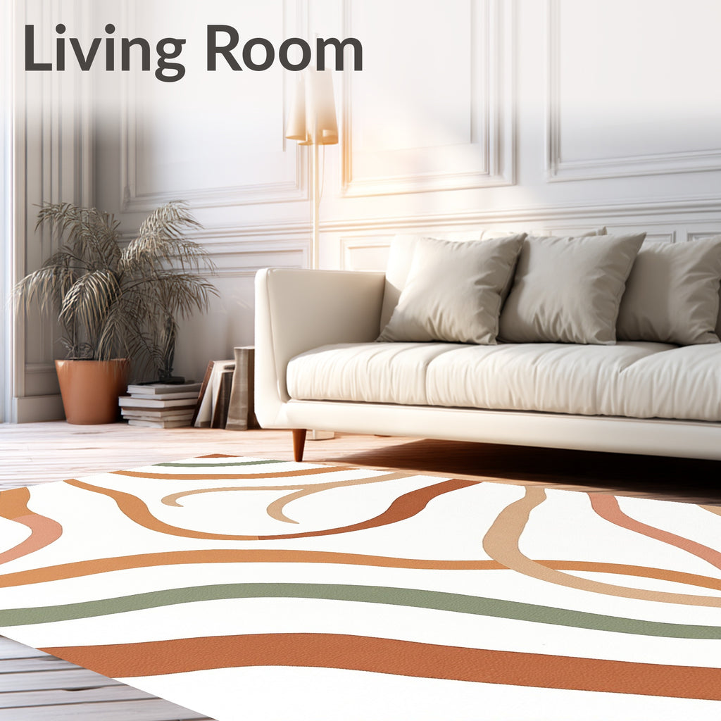 Abstract Wavy Terracotta Pattern Rug