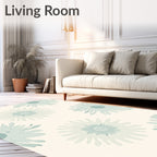 Abstract Teal Floral Pattern Rug