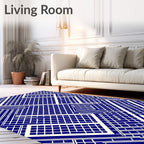Abstract Geometric Blue Linear Design Rug