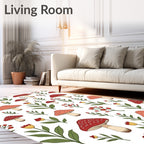 Whimsical Mushroom And Floral Pattern Rug
