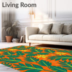Tropical Leaf And Flower Pattern Rug
