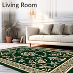 Elegant Floral Bordered Traditional Pattern Rug