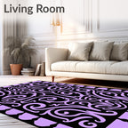 Lavendar Scrollwork Intricate Pattern Rug