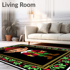Festive Elf Holly Christmas Border Rug