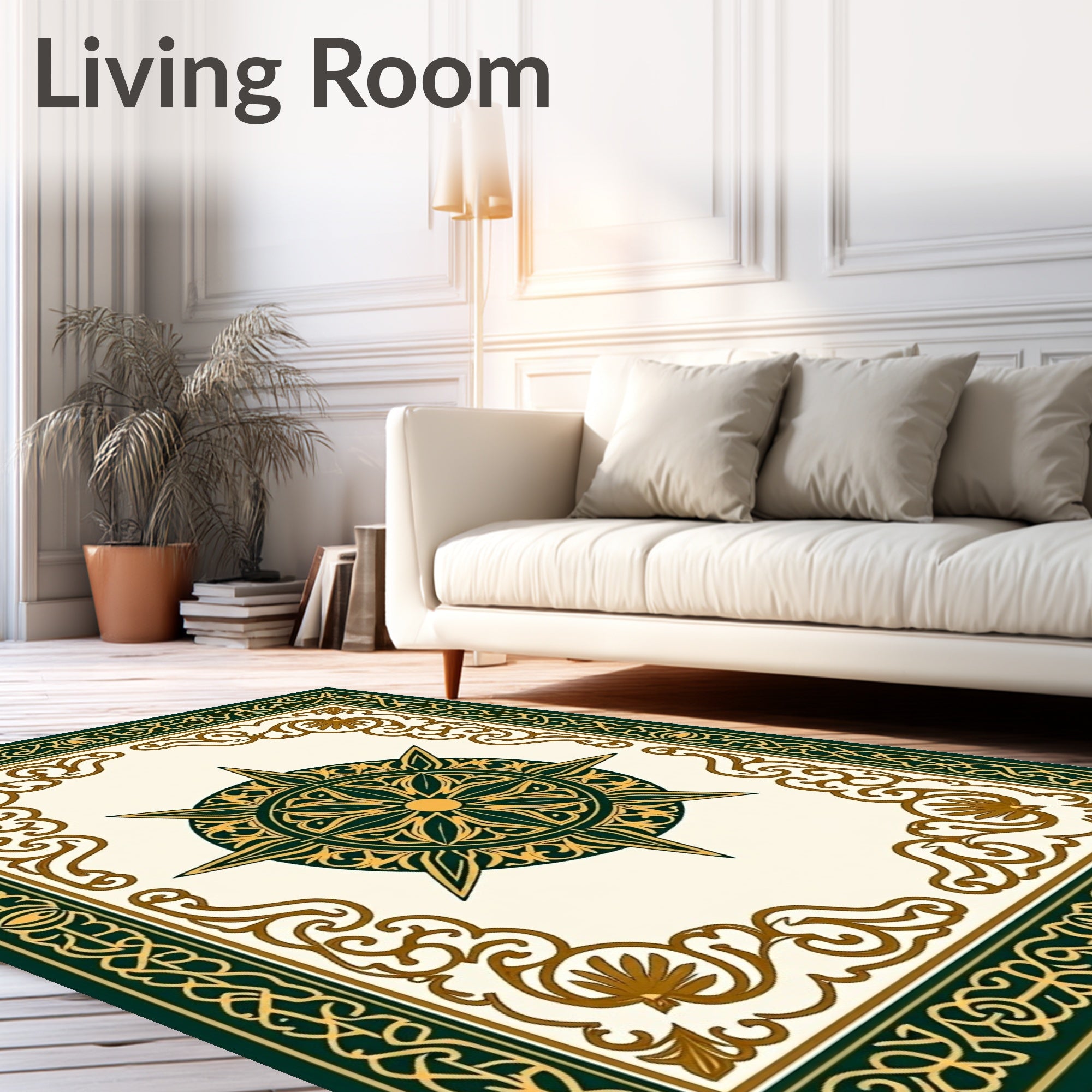 Elaborate Geometric Sunburst Emblem Rug