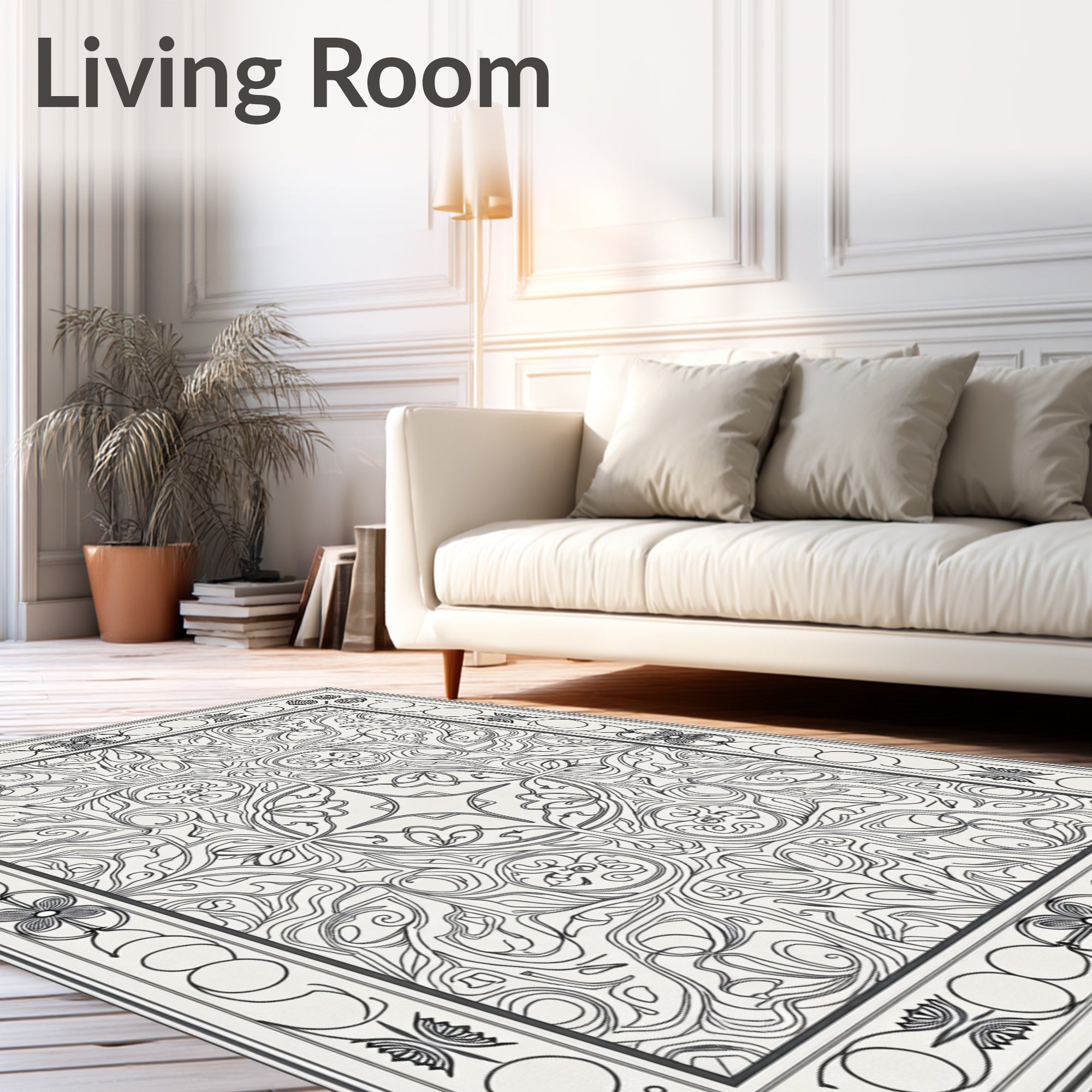 Ornate Floral Symmetry Pattern Rug