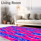 Bold Blue White Tribal Pattern Rug