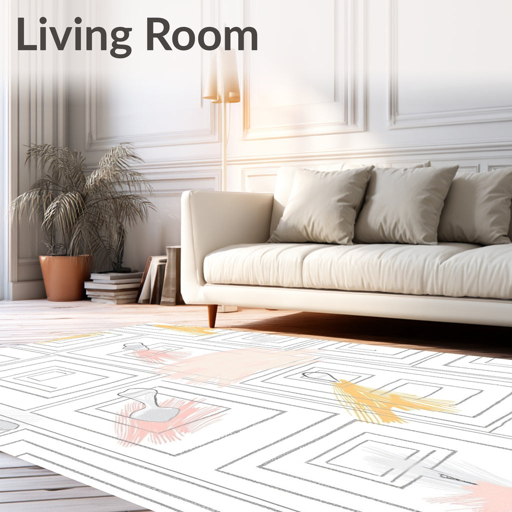 Modern Geometric Abstract Brushstrokes Rug