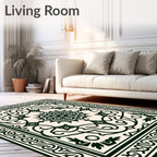 Classic Dark Floral Mandala Pattern Rug