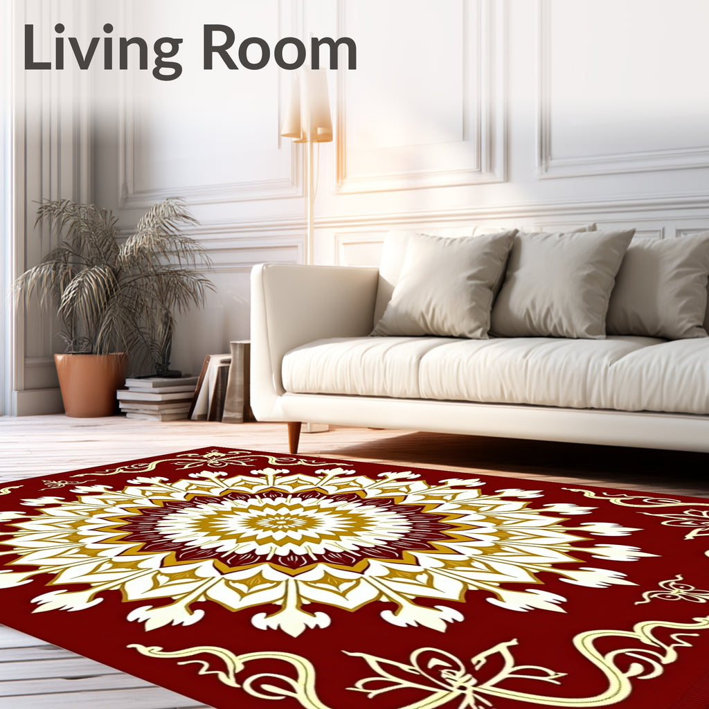 Red Floral Medallion Pattern Rug