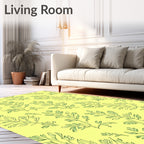 Delicate Green Leafy Vine Pattern Rug