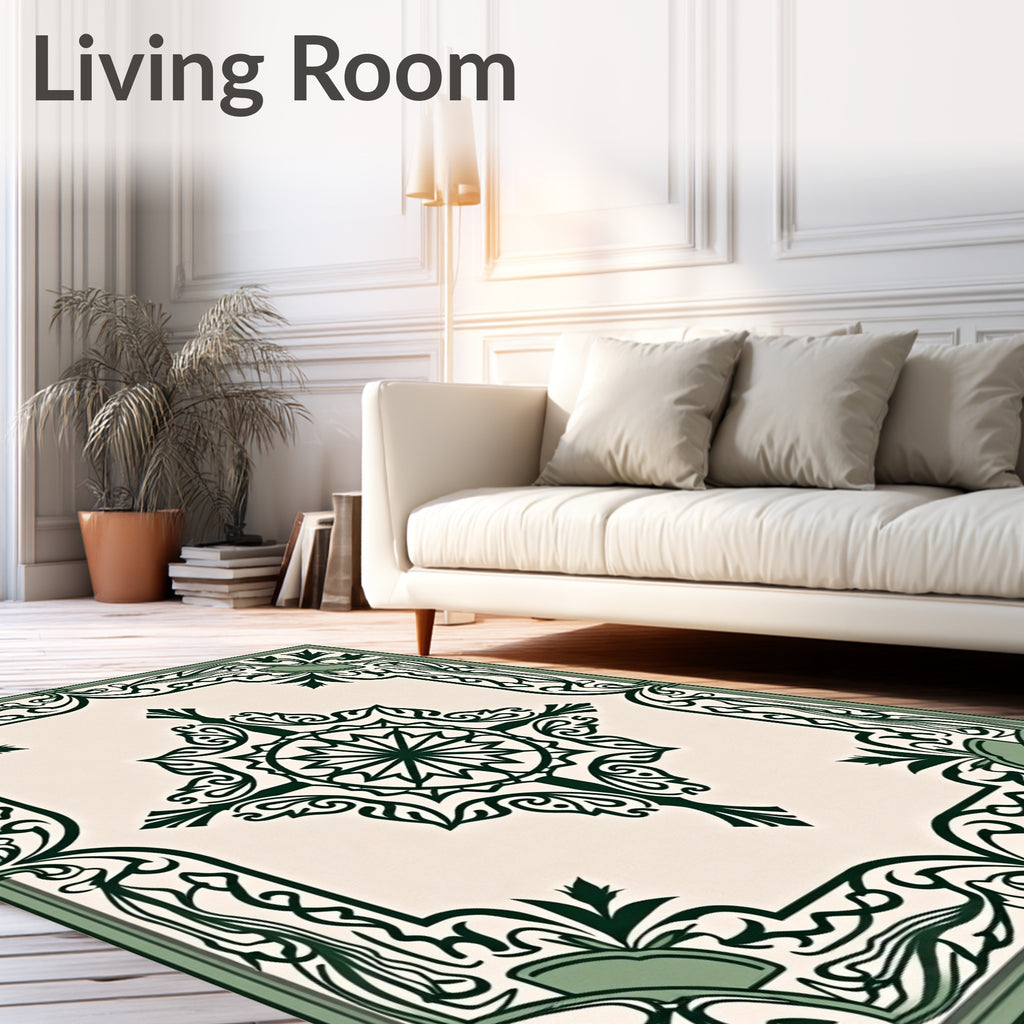 Art Nouveau Floral Geometric Pattern Rug