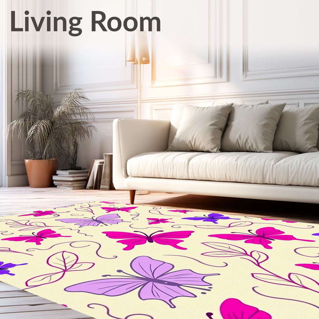Vibrant Butterfly Leaf Pattern Design Rug