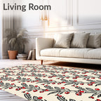 Red Berry Branch Pattern Rug