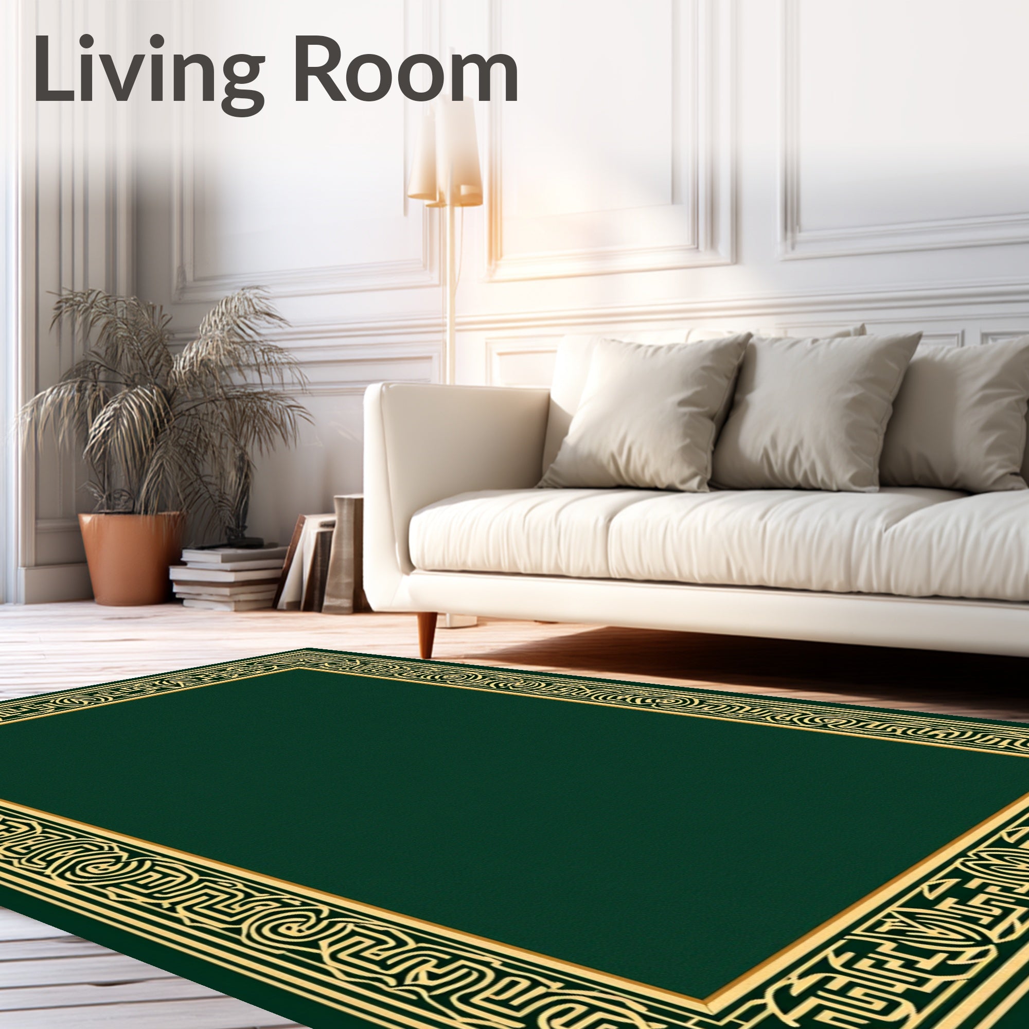 Intricate Gold Border Deco Rug