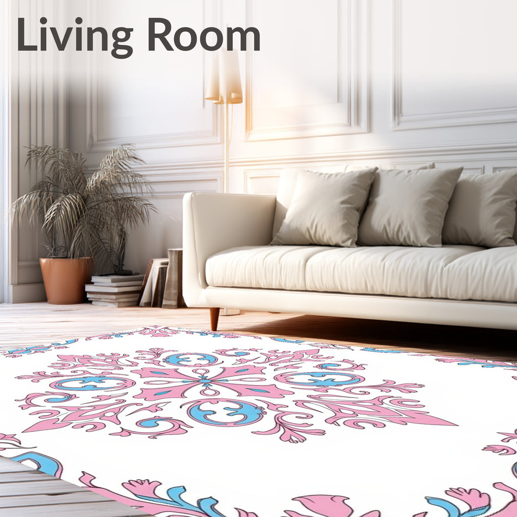 Retro Floral Damask Pattern Rug