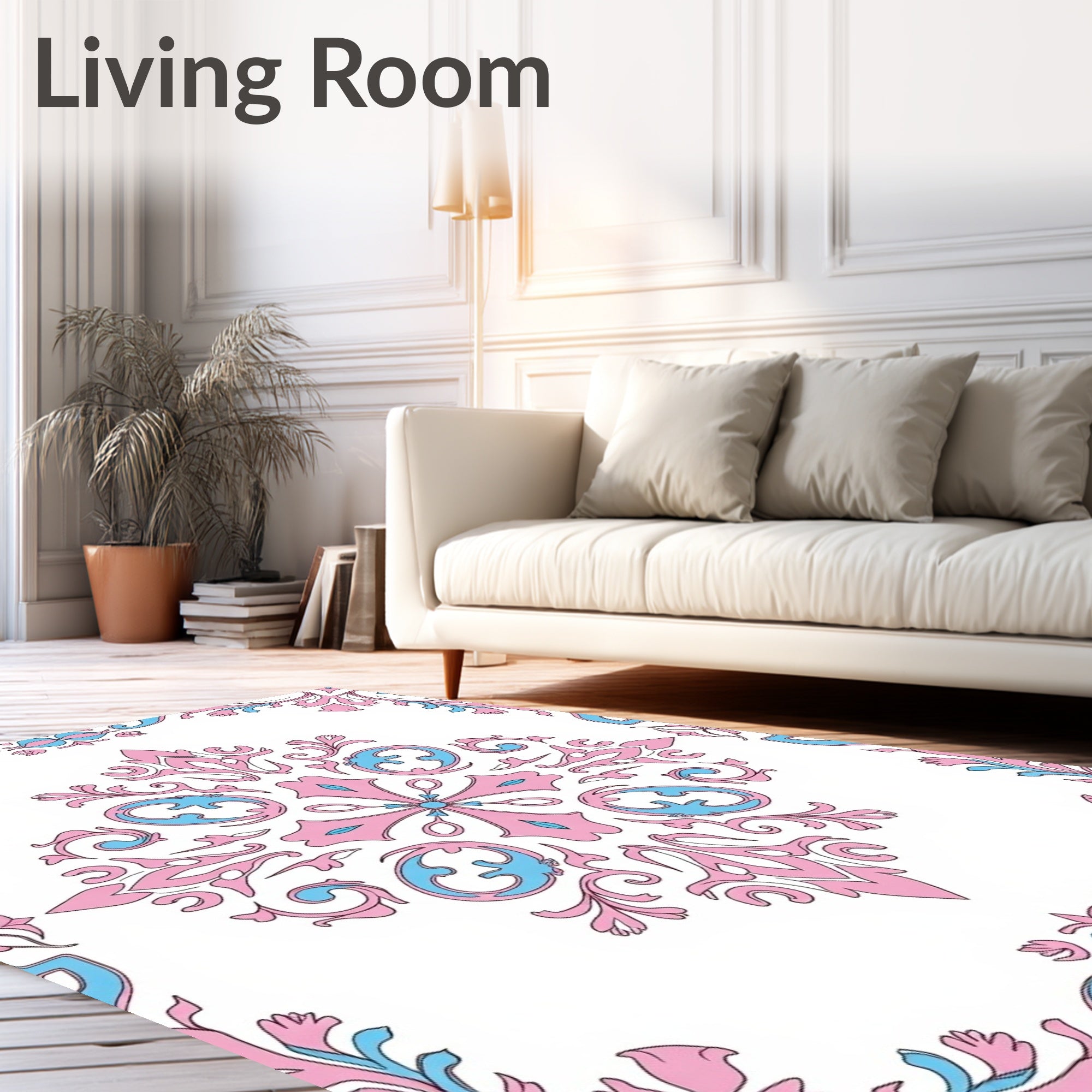 Retro Floral Damask Pattern Rug