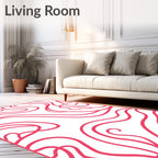 Crimson Wavy Flowing Lines Rug