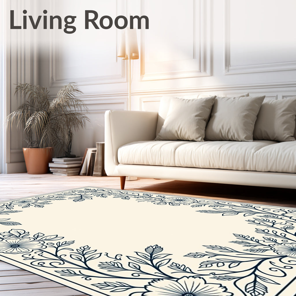 Floral Vine Border Design Rug