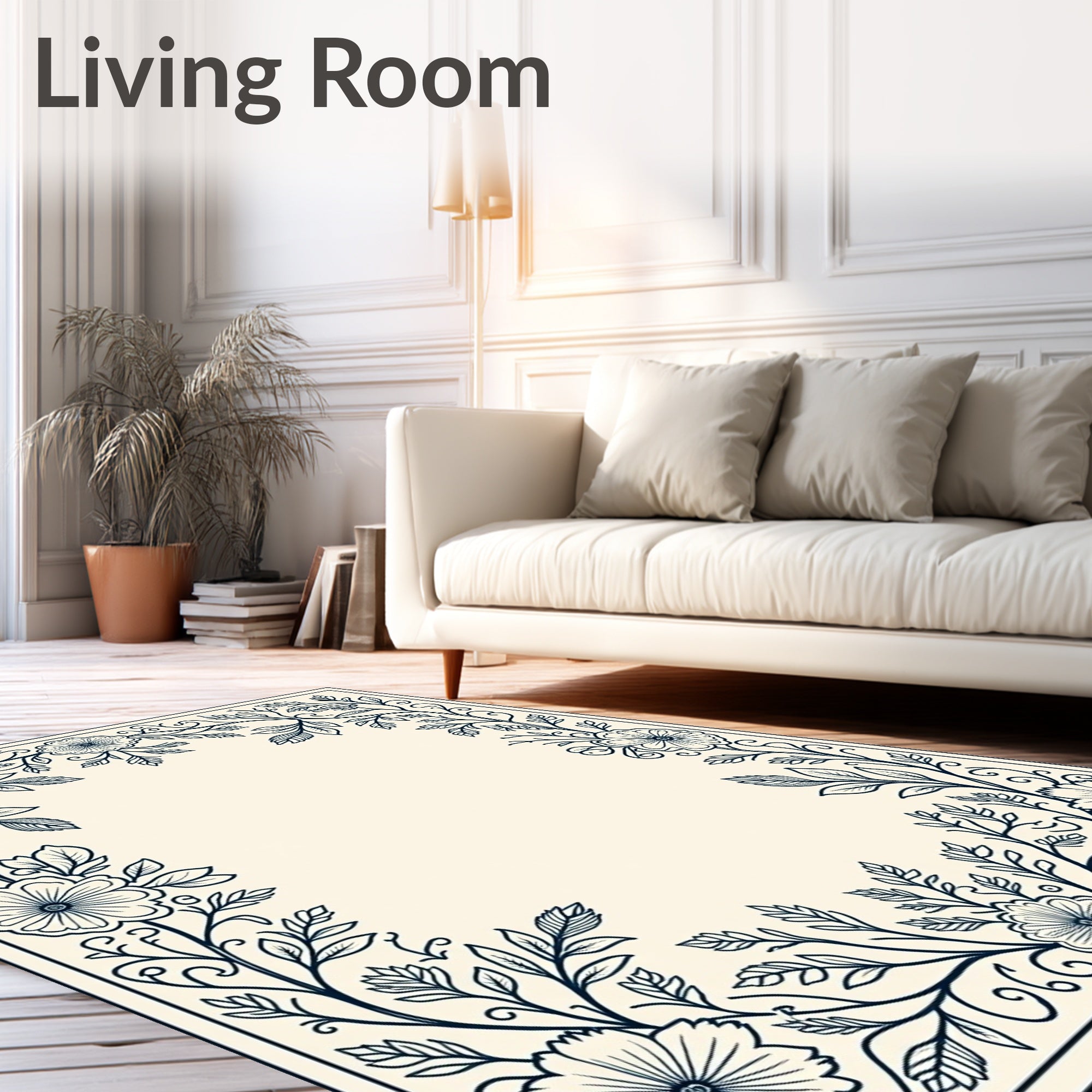 Floral Vine Border Design Rug