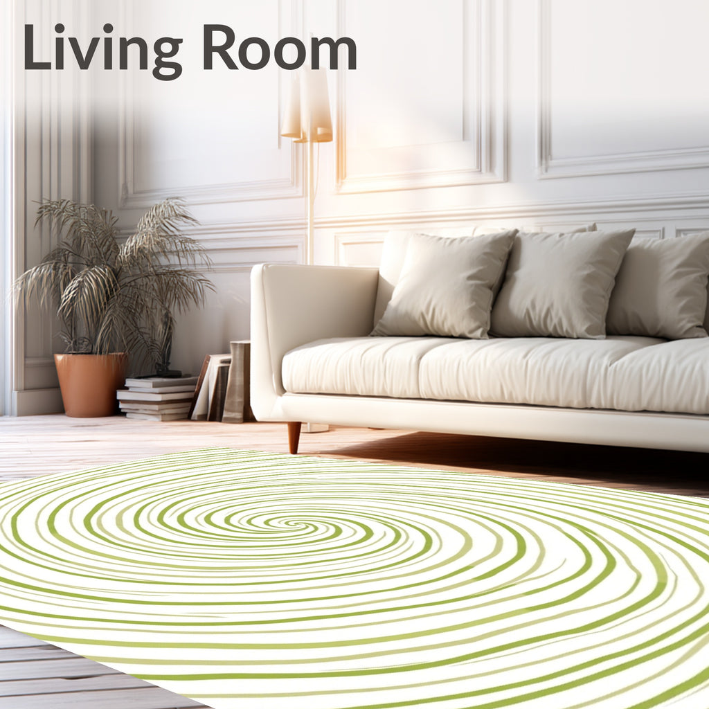 Green Swirl Line Pattern Rug