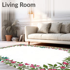 Pink Floral Vine Border Design Rug