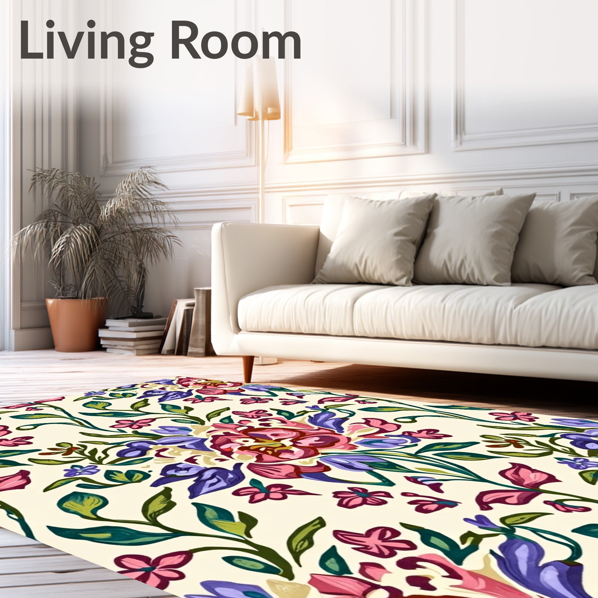Bold Floral Patterned Lush Design Rug