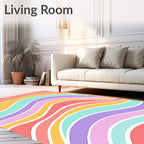 Pastel Wavy Striped Design Rug
