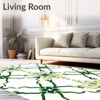 Green Floral Lattice Geometric Pattern Rug