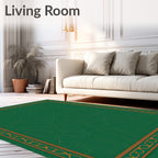 Green Gold Swirl Frame Rug