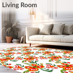 Vibrant Floral Butterfly Pattern Design Rug