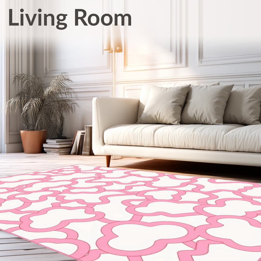 Playful Pink Cloud Pattern Rug