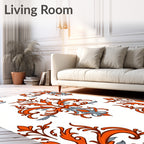 Orange Grey Scroll Pattern Rug