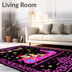 Pink Santa Sleigh Reindeer Christmas Night Rug