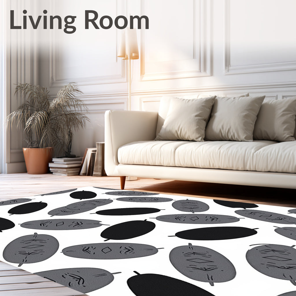 Monochromatic Oval Face Pattern Design Rug