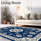 Elegant Floral Scroll Patterned Rug