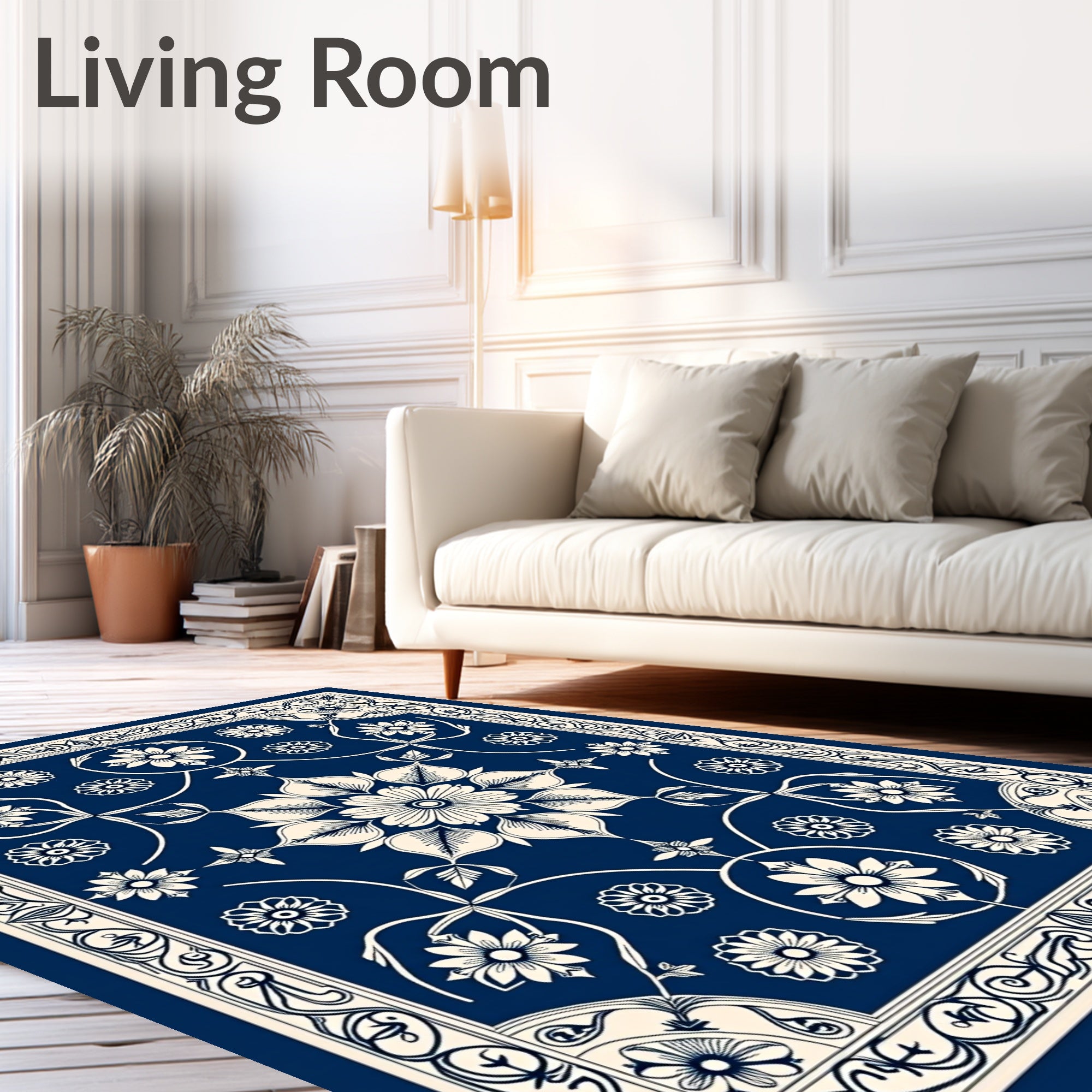 Elegant Floral Scroll Patterned Rug