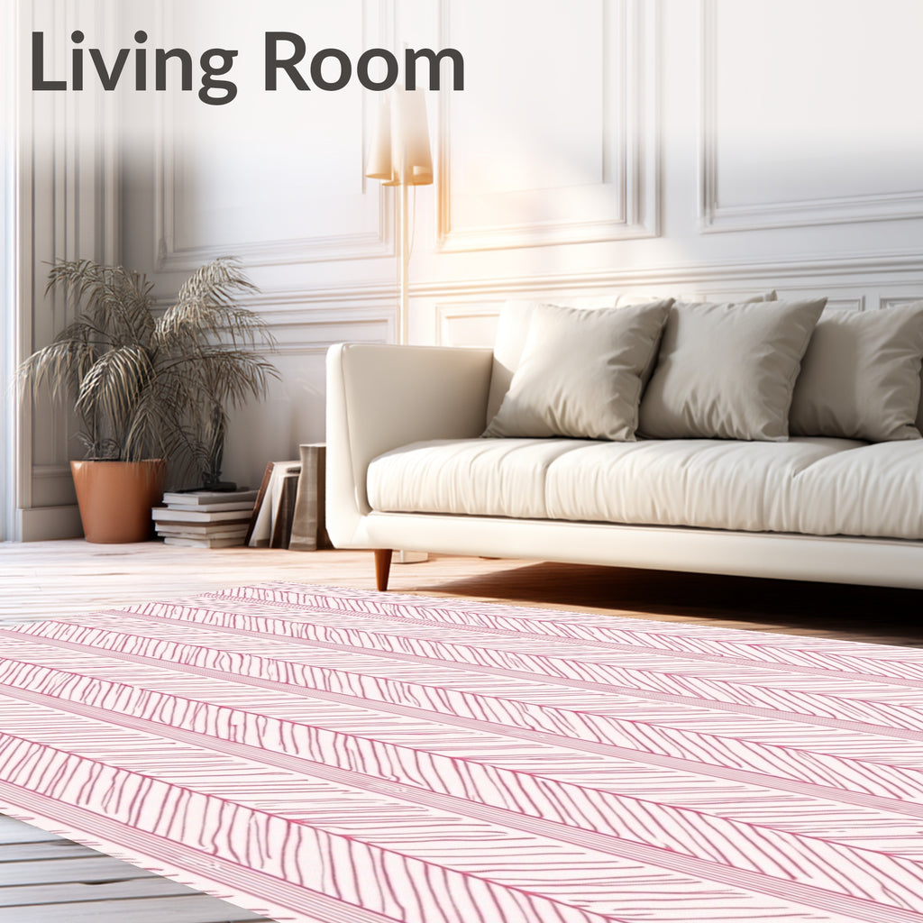Pink Chevron Stripe Textured Rug