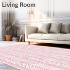 Pink Chevron Stripe Textured Rug