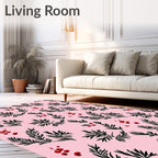 Pink Sprig Berries Foliage Rug