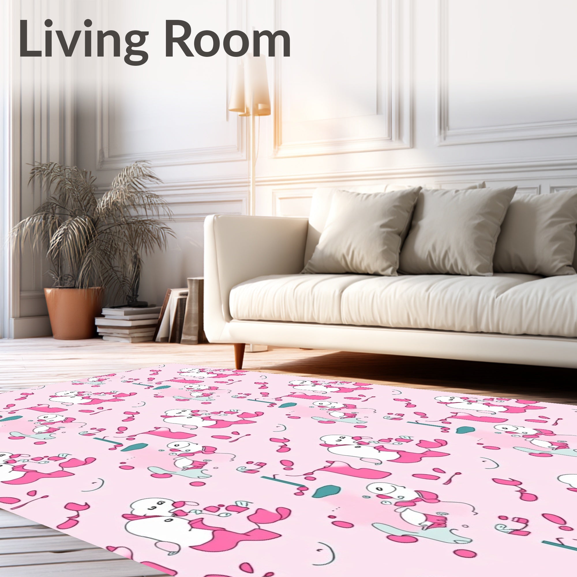 Playful Pink Blob Character Collection Rug