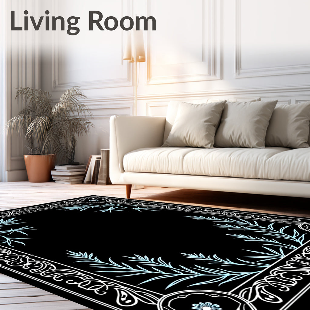 Ornate Floral Frame Design Rug