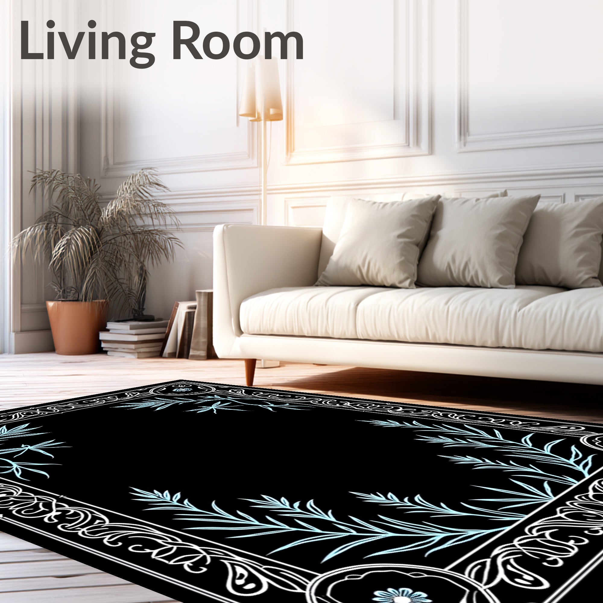 Ornate Floral Frame Design Rug