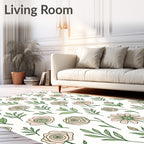 Whimsical Pink Floral Botanical Pattern Rug