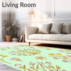 Delicate Gold Floral Swirls Rug