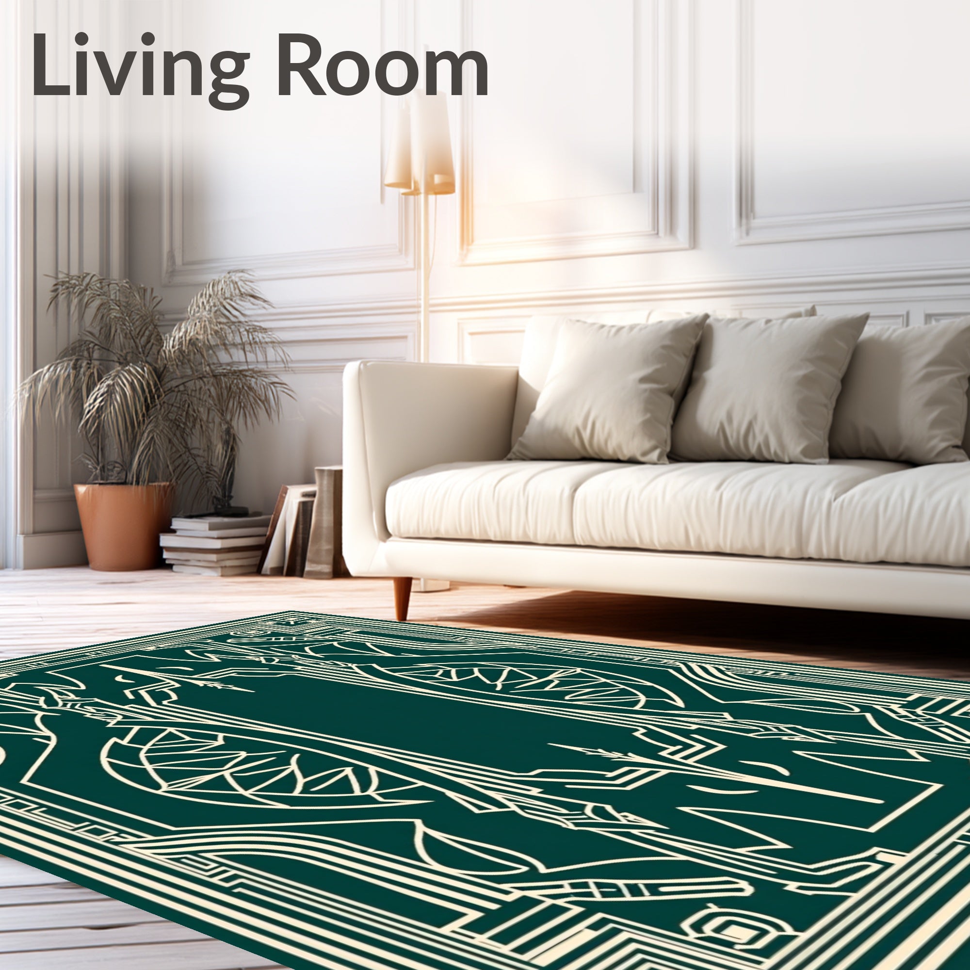 Emerald Geometric Art Deco Style Rug