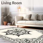 Elegant Black White Mandala Pattern Rug
