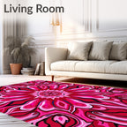 Vivid Pink Floral Kaleidoscope Pattern Rug