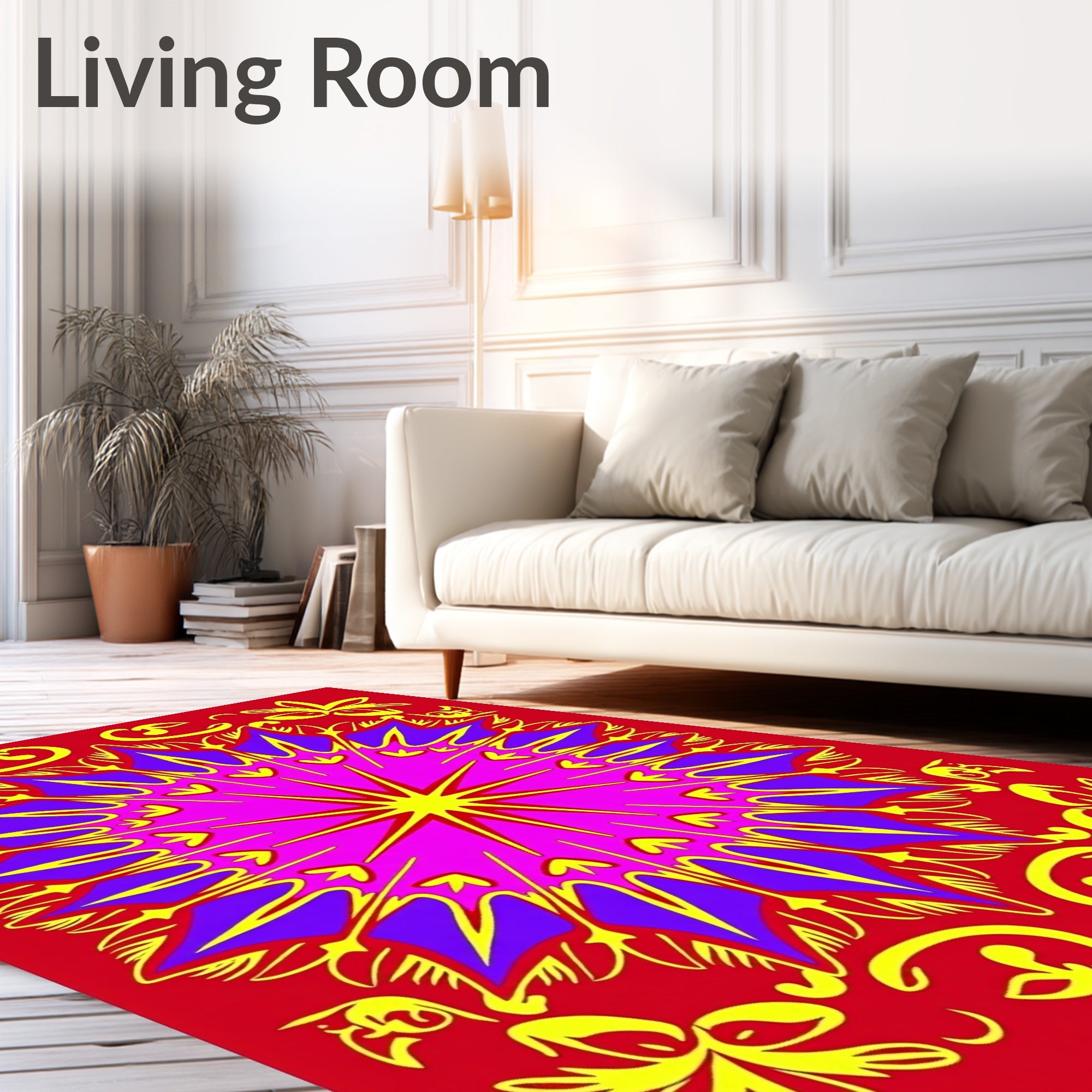 Vibrant Mandala Floral Star Design Rug